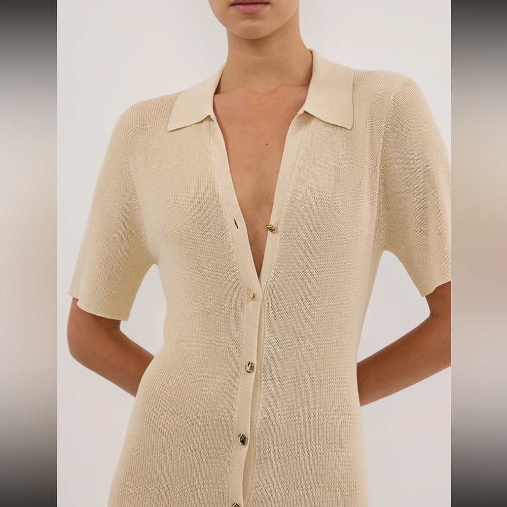 NWT DISSH Liam Natural Knit Polo Maxi Dress - Picture 3 of 12